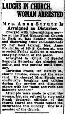 Anna Strutz causes church disturbance