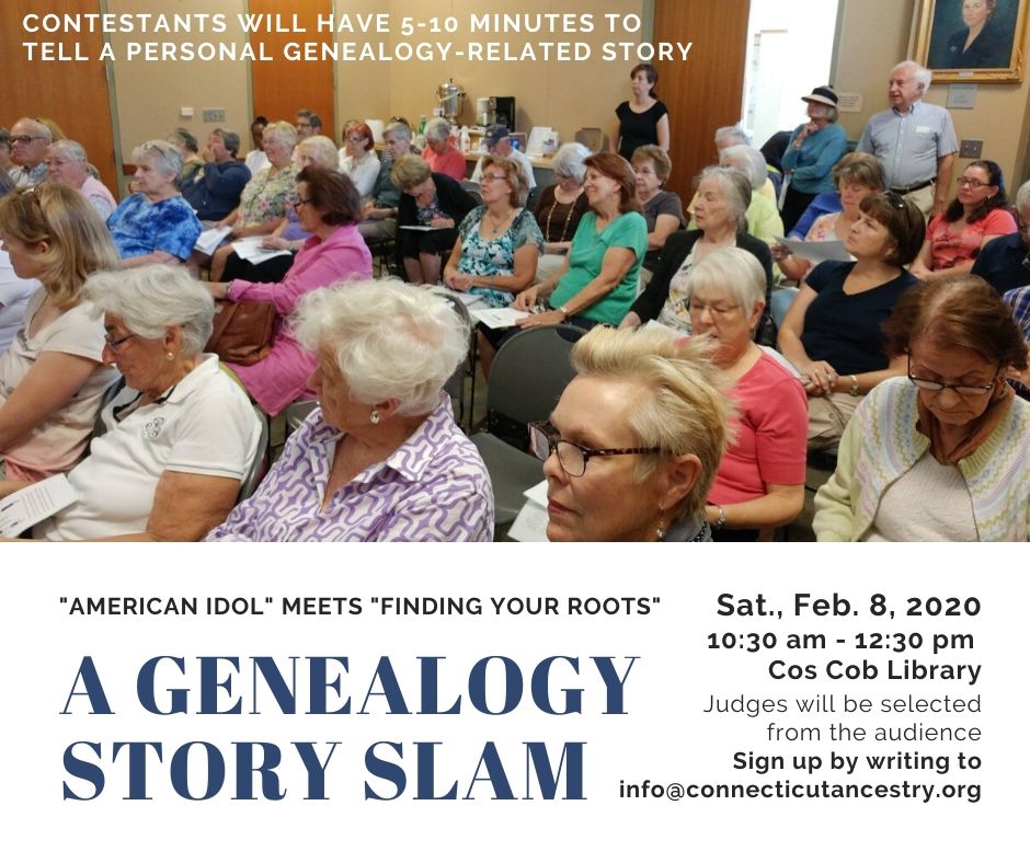 Genealogy Story Slam, produced for the Connecticut Ancestry Society